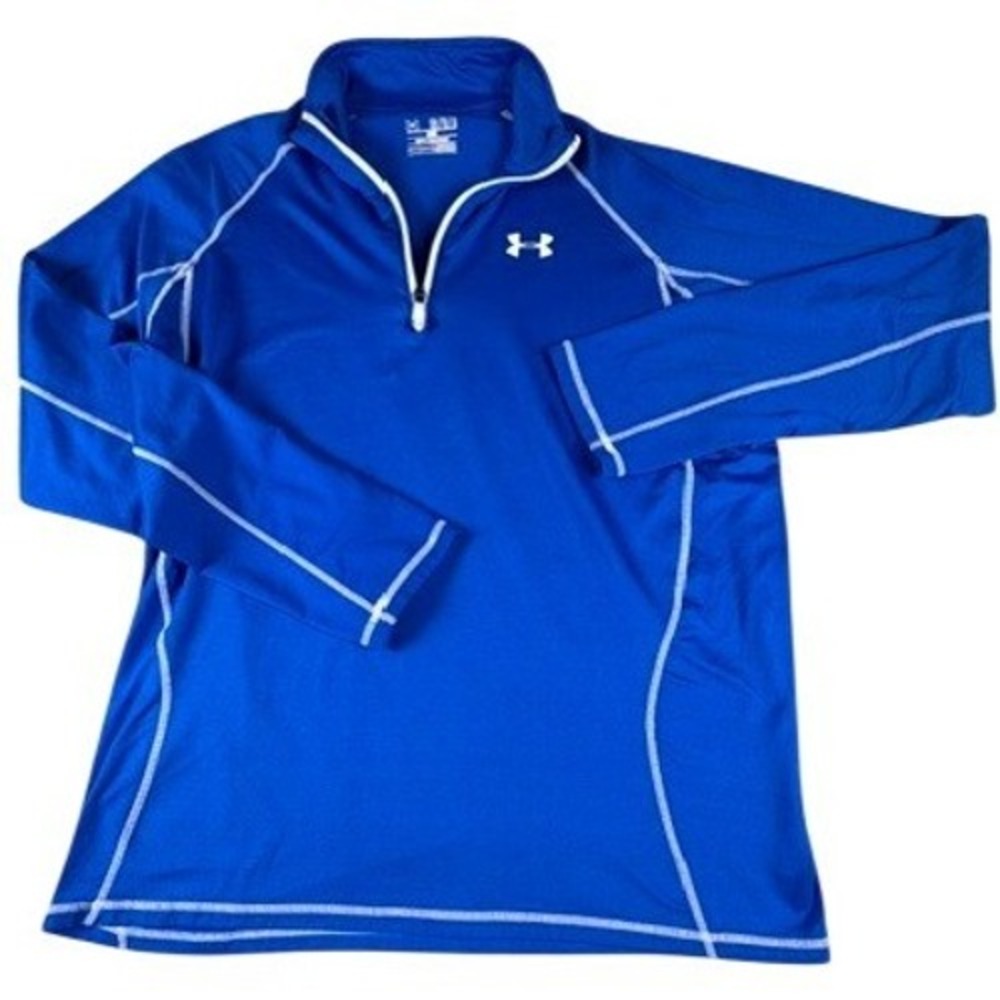 Under Armour Pullover Mens Large Blue ColdGear Quarter Zip Loose Fit Active Top